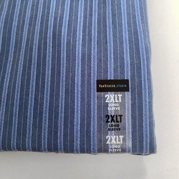 Van Huesen - 2XLT Blue Striped Dress Shirt - Picture 3 of 6